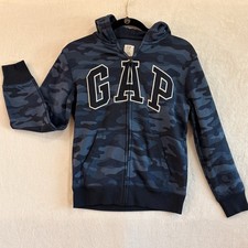 Gap Kids Blue Camo Zip Up Hoodie Boys XL 12 Comfortable Boys Active Jacket