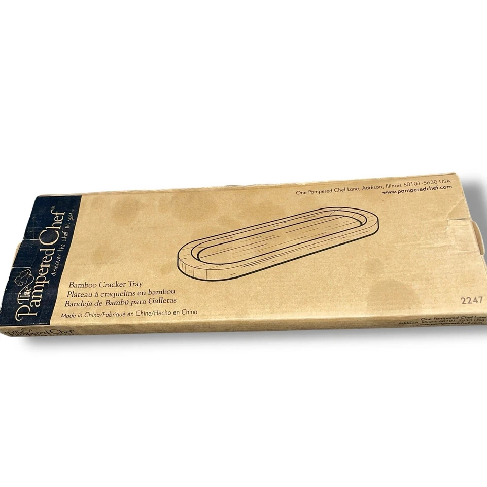 Pampered Chef Bamboo Cracker Snack Serving Party Tray Platter 2247 Wood 15 x 5" - Image 2 of 4