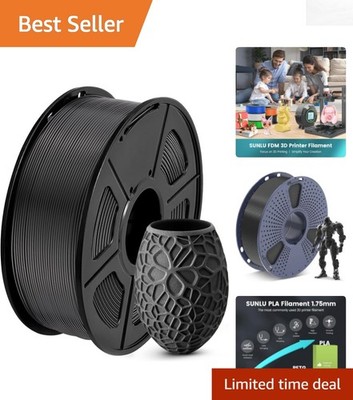 Versatile 1.75mm Black PLA Filament 1kg - Accurate, Efficient 3D Printing
