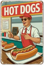 Hot Dog Stand Vintage Fast Food Tin Metal Signs Home D cor 8x12