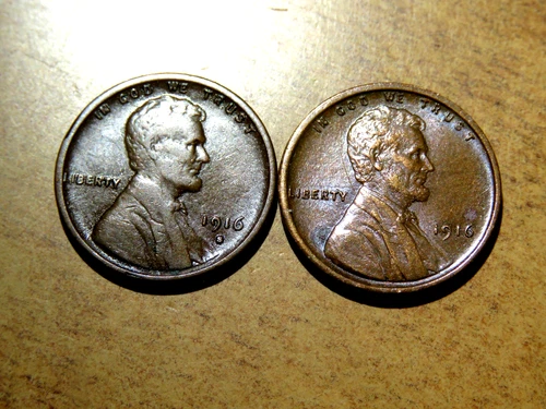 Two Better Date Nice Original AU 1916-P FN 1916-S Lincoln Penny  D15