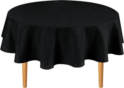 Hiasan Round Linen Tablecloth 30 Inch - Wrinkle and Stain 30'' (Round), Black 
