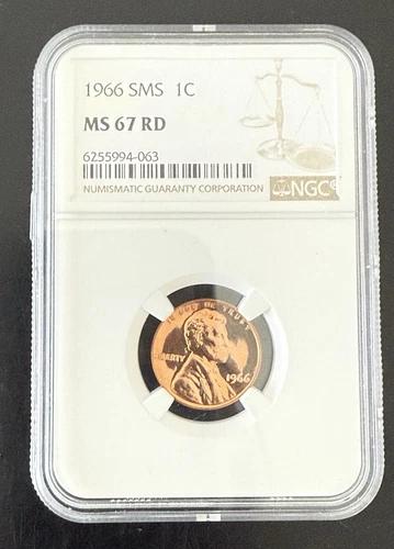 1966 SMS 1C Lincoln Cent NGC MS67 RD