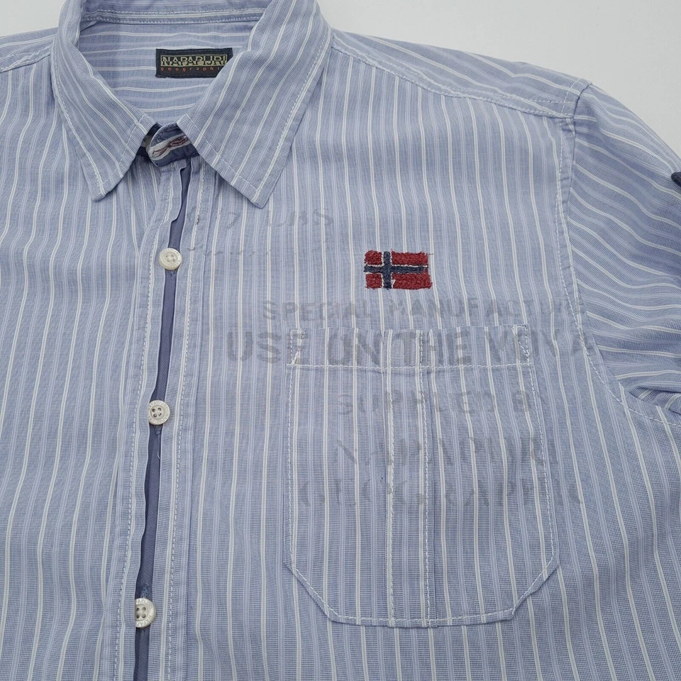 Camisa Napapijri Hombre Azul Rayas Manga Larga Rr5 Talla L Foto 4 de 4