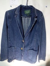Ralph Lauren Woman's Large Denim Blazer/ Jacket Vintage P2P 23" Length 28"