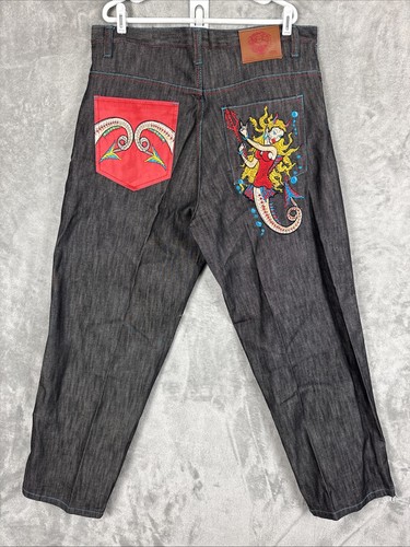Ed Hardy Herren Jeans bestickt 38x32 Vintage Y2K - Bild 4 von 10