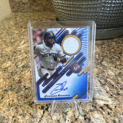 2025 Topps Pristine-Pristine Pieces Autograph Relic Jackson Chourio Blue /75