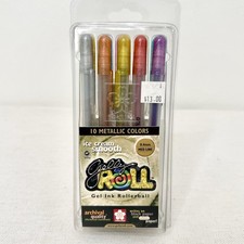 VTG Sakura Gelly Roll Gel Ink Rollerball Pens 10 Assorted Metallic Colors .4MM
