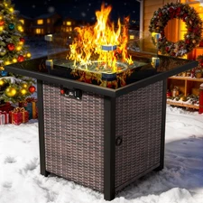 Propane Fire Pit Table Outdoor Fire Pit Table 28" Rattan Square Outdoor Gas Fire