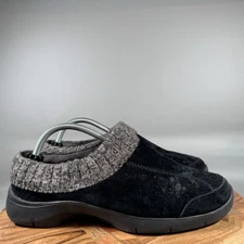 Dansko Eartha Clogs Black Women's EU 42 US 11.5-12 Suede Knit Trim Slip On Shoes