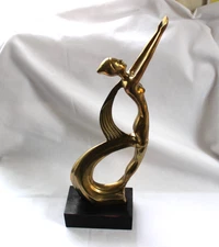 Vintage 1970's solid Brass Art Nouveau Woman statue 15” Art Deco