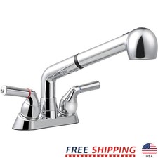 Durable Dual Handle Laundry Faucet W/ 28 Inch Pull Out Sprayer Utility Sink New