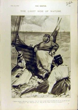 Old Antique Print 1897 Seaside Beach Sailor Ladies Sketch Tartlet'S Gent 19th