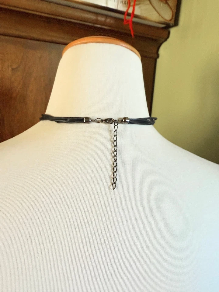 Пятно яшмы камень ожерелье натуральный зеленый белый бисер 14,5 «+ 2» расширитель ошейник - Изображение 4 из 4