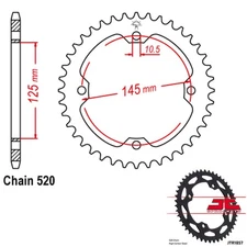JT Sprocket Steel Rear 520 Pitch 37 Tooth Yamaha YFM 350R Raptor (2004-2012)