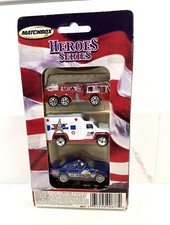 2001 Matchbox Heroes Series 3 Pack Firetruck Ambulance Police USA