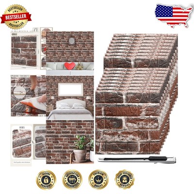 Peel and Stick 3D Foam Brick Panels - 28.8 Sq ft Coverage, Perfect for Any Room