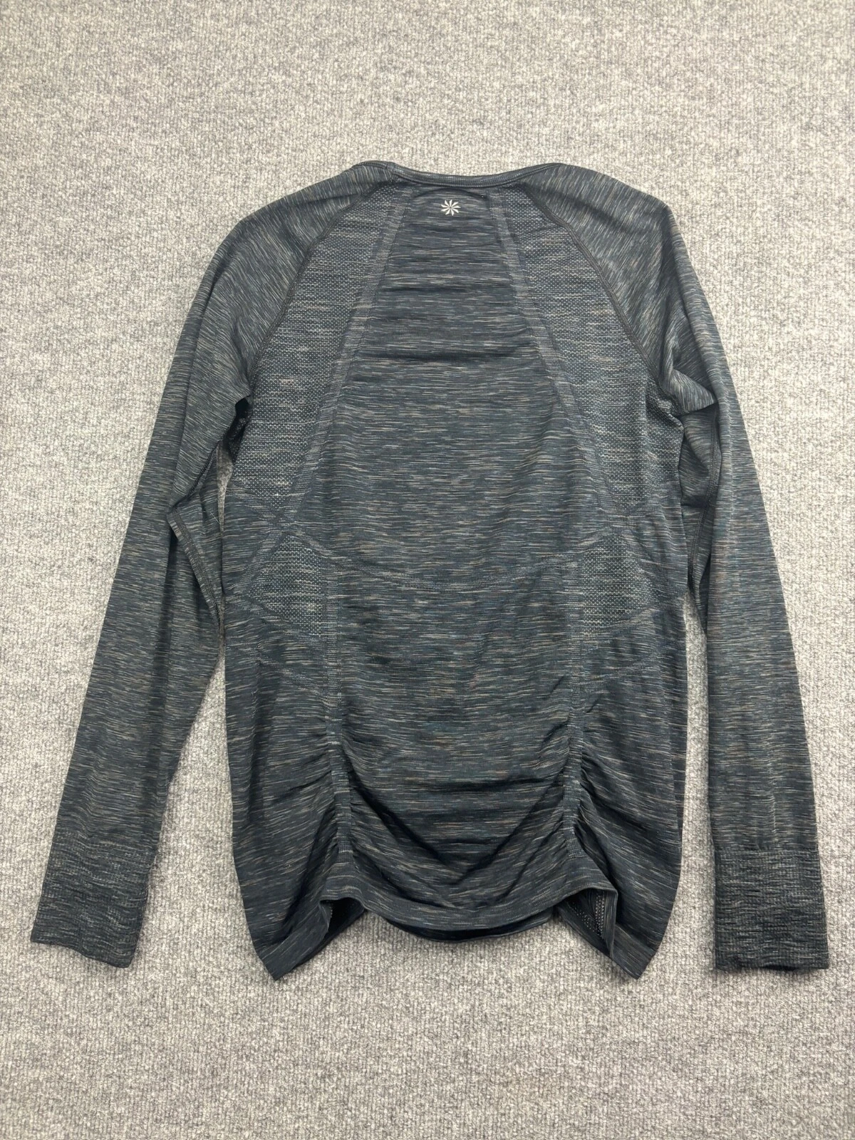 athleta space dye ruched long sleeve thumb holes athletic shirt