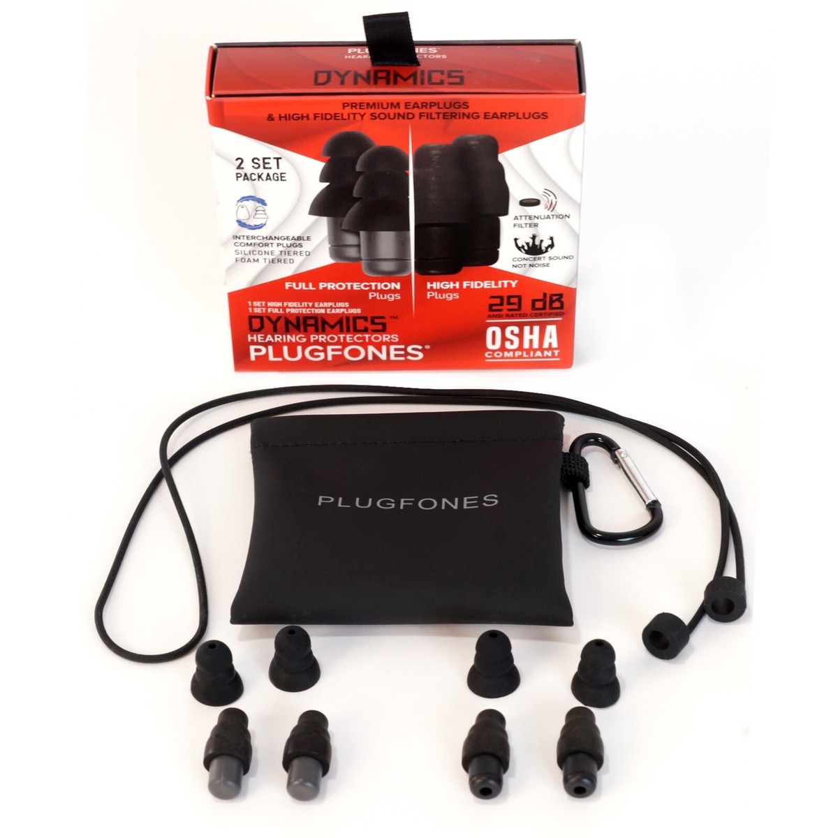 Plugfones Dynamics High Fidelity Earplugs Motorcycle, sleeping, gym,  airplane