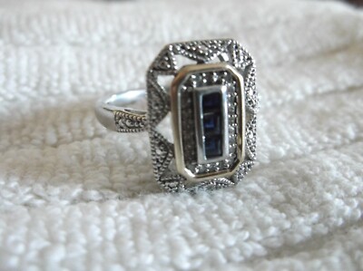 SELTENER ALWAND VAHAN AV 14K & 925 STERLING SILBER SAPHIR & DIAMANT RING