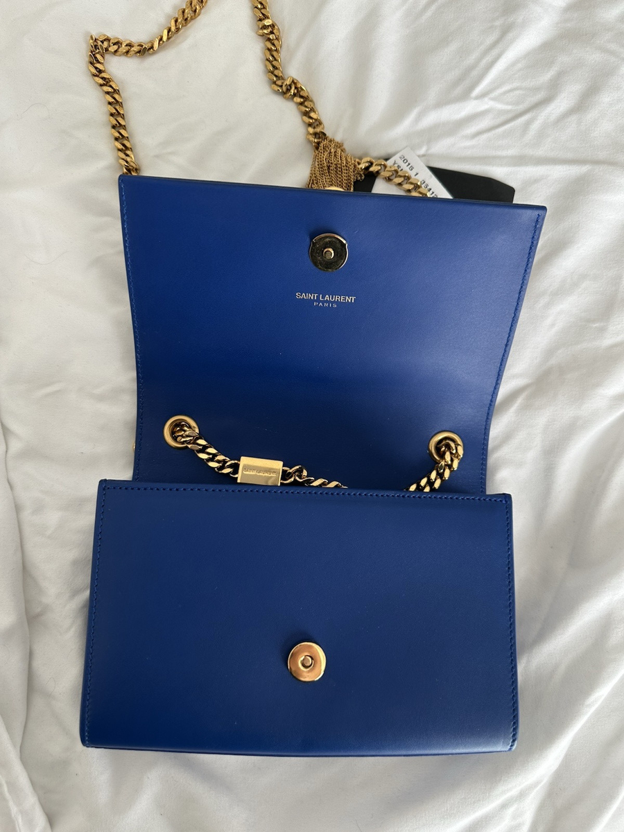 SAINT LAURENT ROYAL BLUE CALF SKIN SMALL 'KATE' CROSSBODY BAG | eBay