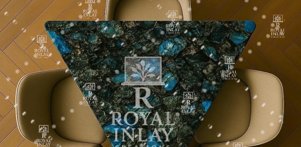 Labradorite Triangle Table – Handmade Gemstone Top for Luxury Interiors - Image 3 of 4