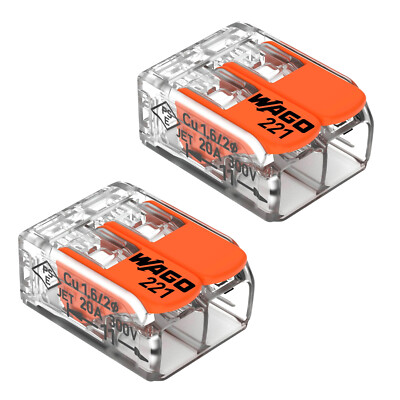 2x WAGO 2-Leiter-Klemme 4 mm² Verbindungsklemme Klemme mit Hebel 221-412