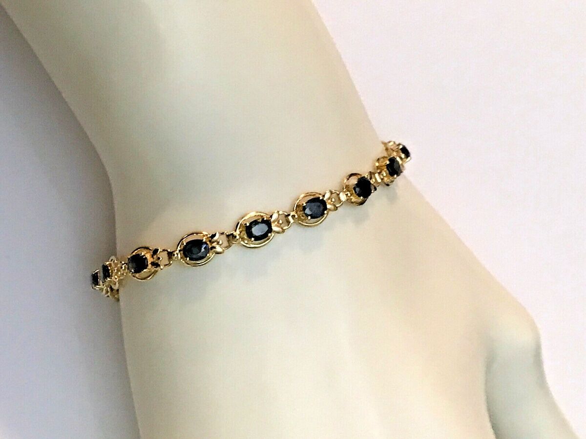 14k Yellow Gold Oval 4.5 Ct Tw Blue Sapphire Tennis Link 14k Yellow Gold Oval 4.5 Ct Tw Blue Sapphire Tennis Link