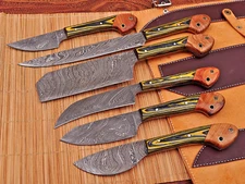 Handmade HAND FORGED DAMASCUS STEEL CHEF KNIFE Set Kitchen Knives