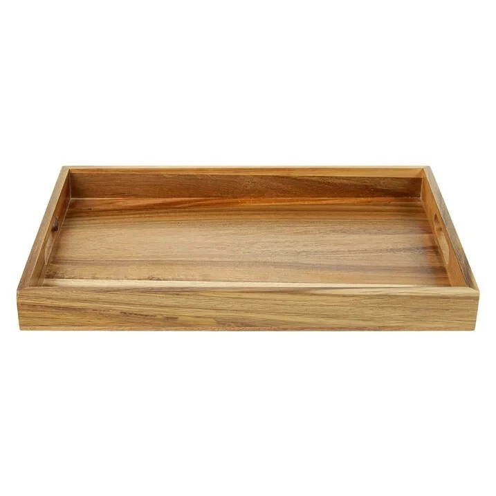 Деревянный сервировочный лоток с ручками Acacia, прямоугольный 16 дюймов — бамбук - Изображение 3 из 4