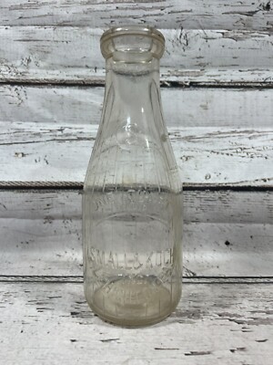 VTG Small & Koch Dairy Inc. Lehighton PA Embossed Clear Glass Quart Milk Bottle