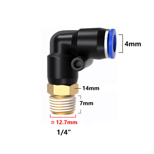 Pneumatic Push to Connect Elbow Fittings Tube OD 4mm NPT 1/8" Male Thread 10PCS - Picture 2 of 8