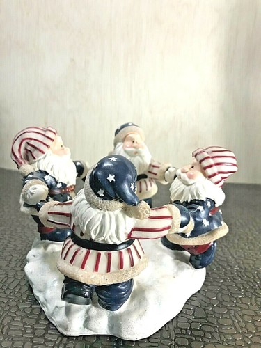 Homco Christmas Candle Holder, 4 Santa's Dressed in U.S.A. * - Picture 4 of 9