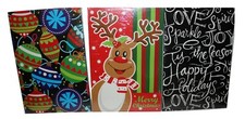 3 Assorted Paper Christmas Gift Boxes, 9.5"x 14.25"x 2" for shirt, Sweater, Wear