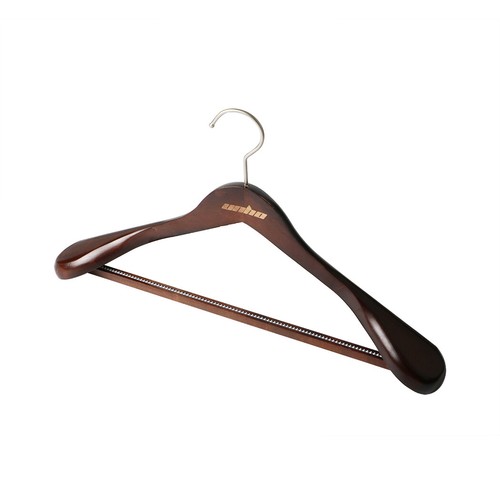 5 Heavy Wooden Hanger Wide Shoulder Suit Hangers Premium Natural Finish Antiskid - Picture 11 of 12