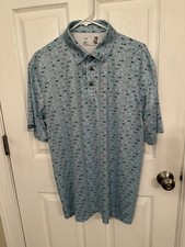 Straight Down Performance Golf Polo Shirt Blue Large Surf Van