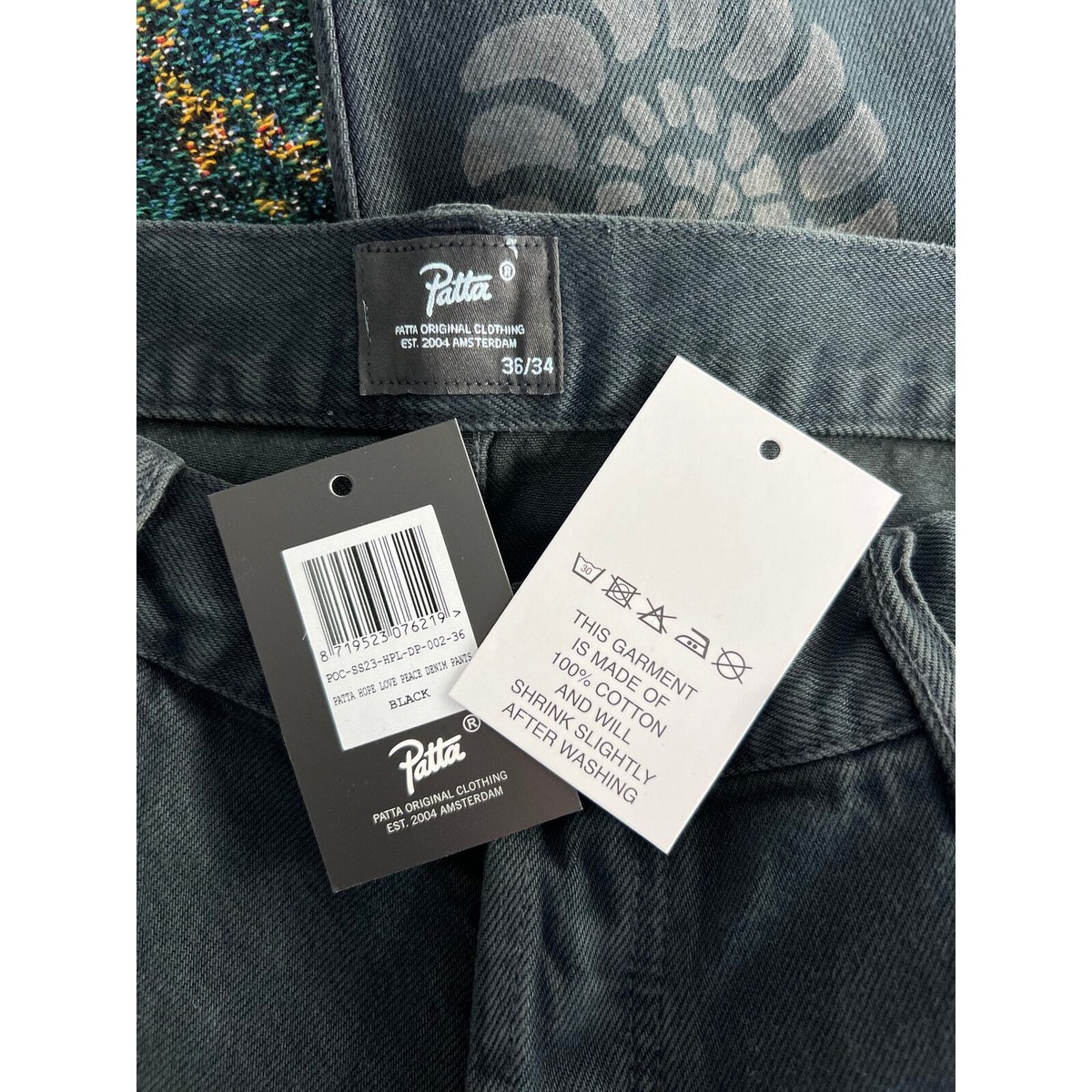 パンツ 36 PATTA / Hope Love Peace Jeans Patta Hope Love Peace Denim Jeans - Size 36/34 - Black - NEW