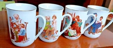 4  Norman Rockwell Mugs Toymaker Cobbler Antique Dreams Lighthouse Daughter