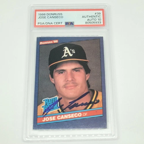 1986 Donruss Jose Canseco Rated Rookie PSA Auto 10 RC Signed Oakland PSA/DNA