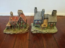 Vintage Byron Molds Cottage Set (2) 1986 Ceramic, Beautifully Painted 