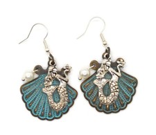 Enchanting Seas: Mermaid, Seashell  Pearl Earrings   Mystical Ocean-Inspired