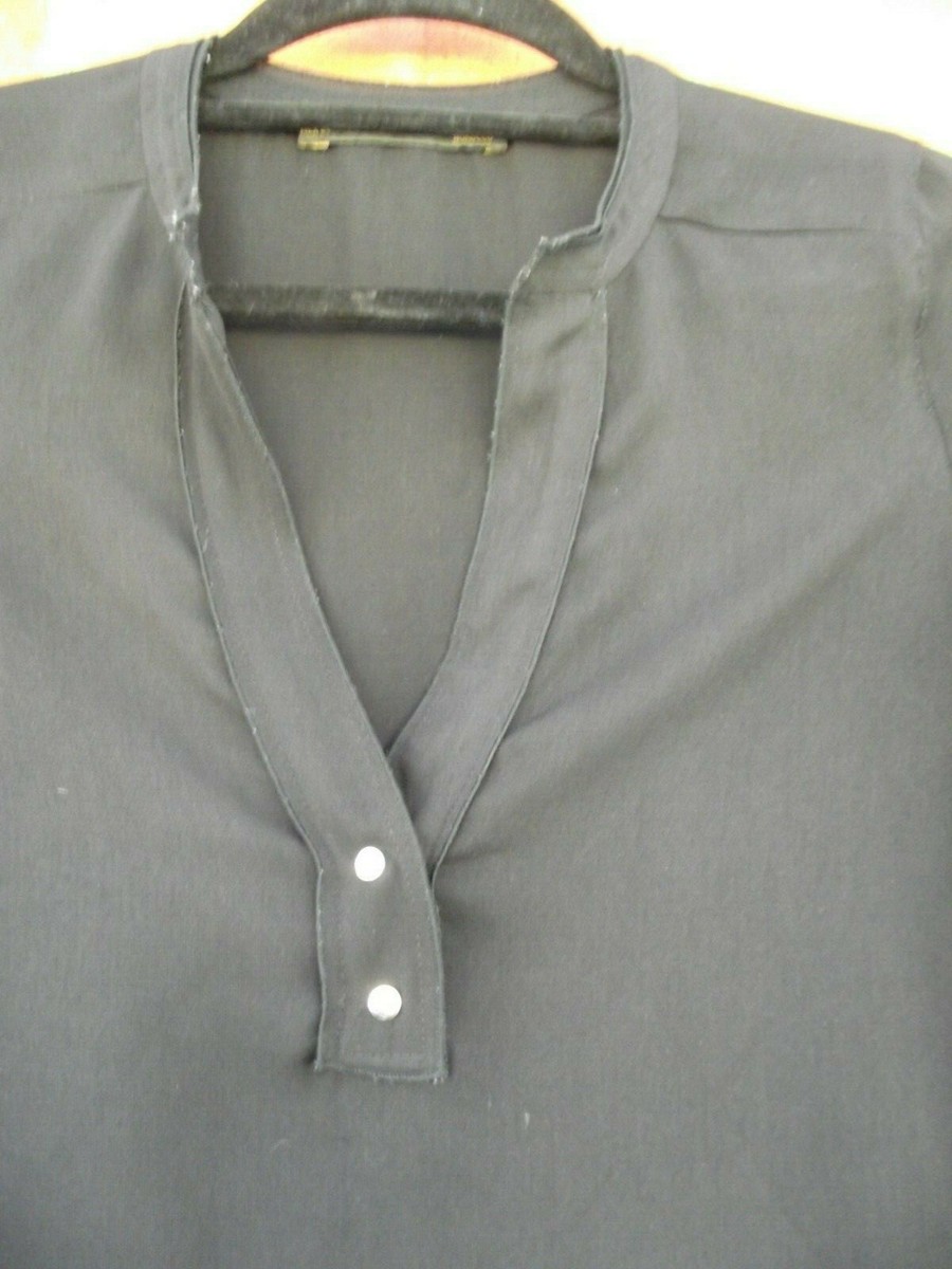 Chemisier Zara Basic Noir Taille XS - Col V Et Manches 3/4 - Effet Plissé/pop-up - Pour Le Travail