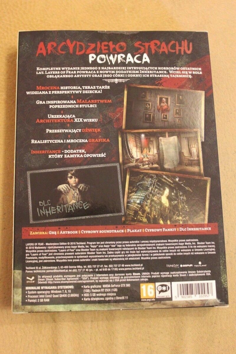 Layers of Fear Masterpiece Edition Collector's PC DVD - Polish / English +  STEAM