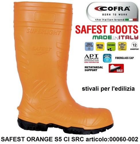 STIVALE ANTINFORTUNISTICA COFRA SAFEST ORANGE S5 CI SRC stivali per  l'edilizia | eBay