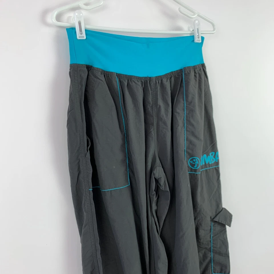 Pantalones de entrenamiento Zumba cintura alta gris azul United We Dance Augie's XXL 2X Foto 2 de 4