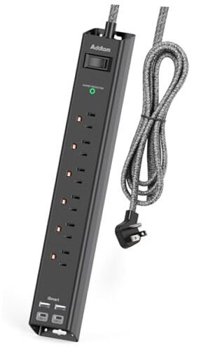 Surge Protector Power Strip - Extension Cord with 6 AC 5 ft Ultra Thin Plug