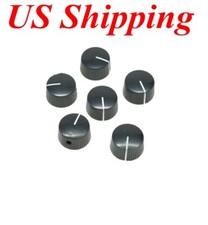 6x Vintage Barrel Guitar AMP Knob Round Amplifier Knobs with Set Screw Black