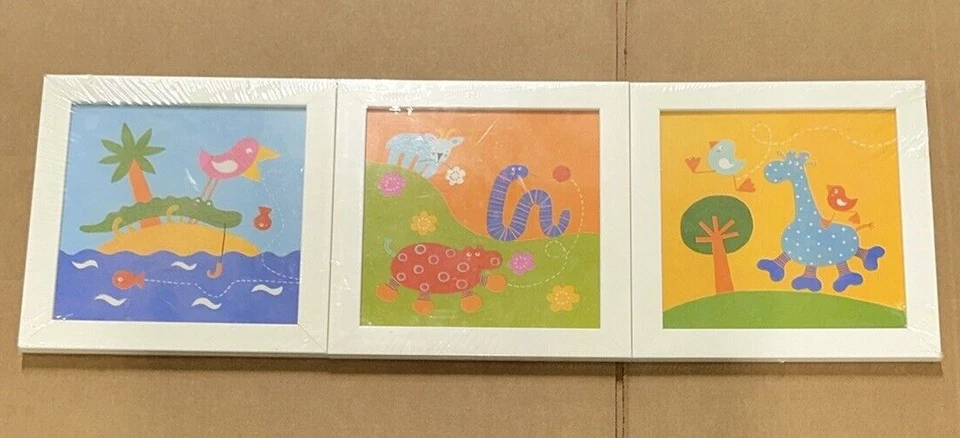 1999 IKEA Fantasi Barnslig Art Print 12"x12" Hippo Ocean Giraffe x3 Lot Set NOS - Image 2 of 4