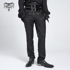 Devil Fashion Men Black Gothic Retro Beaded Lace Applique Jacquard Party Pants