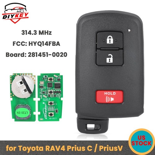 Unlocked Smart Key Remote For Toyota RAV4 2013-2018 - HYQ14FBA, FCC ID 281451-0020 - 1 Year Warranty